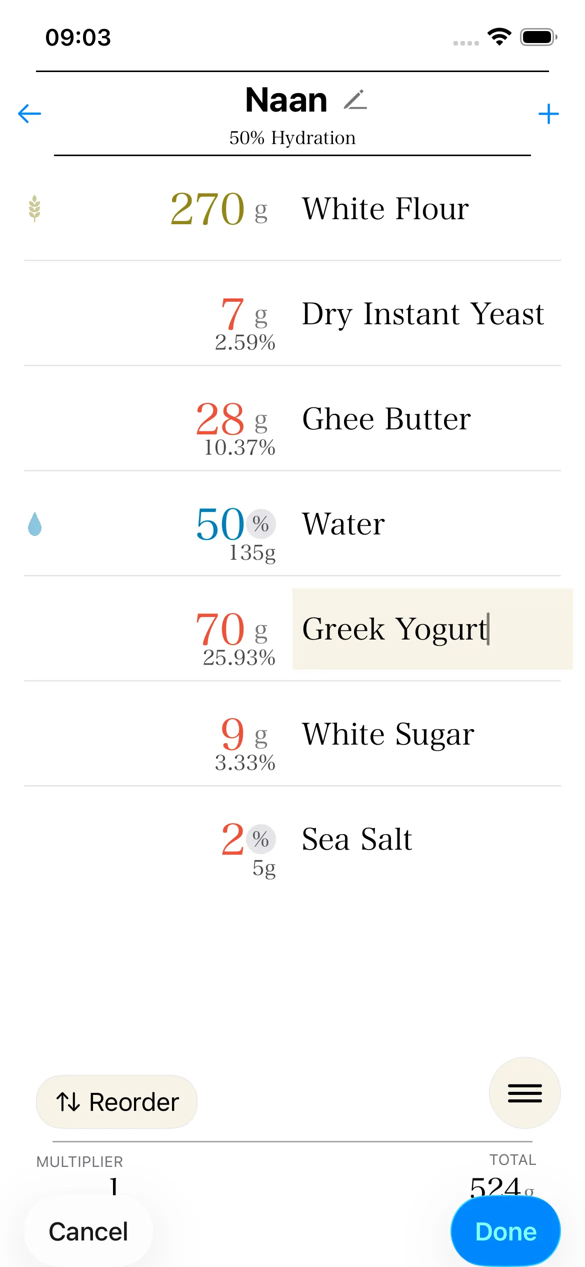 Tutorial showing how to edit ingredient values and recipe titles